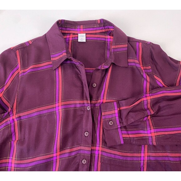 OLD NAVY Plaid Dress Women's Button up Size M Long Sleeve NWT - Picture 5 of 12